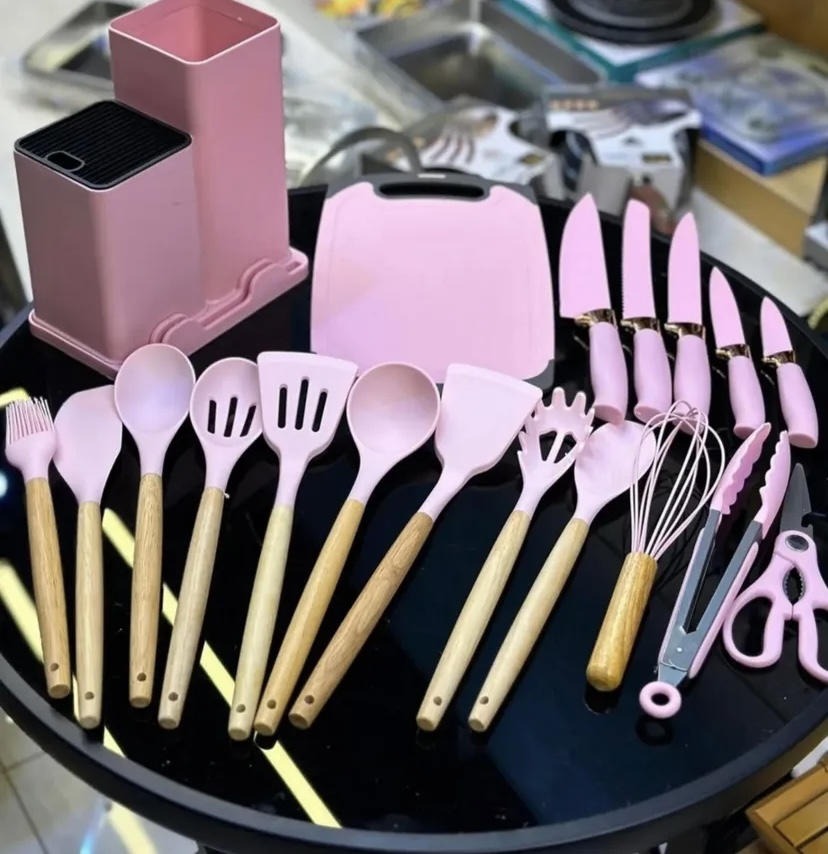 14-Piece Silicone Kitchen Tool Set with Storage Block - Image 5