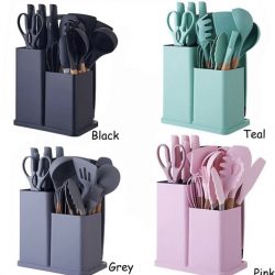 SILICONE KITCHEN WARE SET / COOKING SPOONS AND KNIVES
