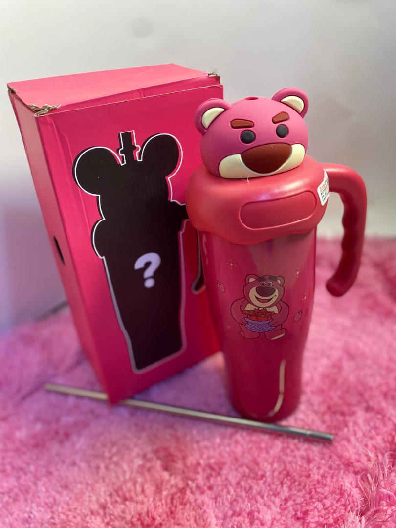 Teddy Vacuum Flask with Temperature Display – Pink - Image 2