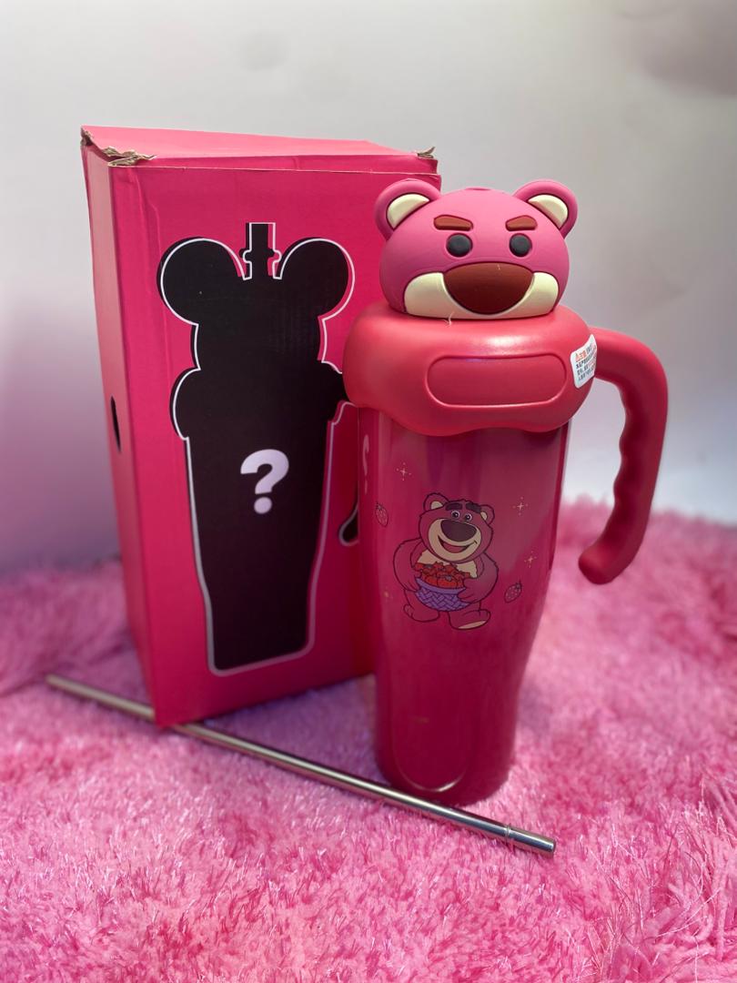 Teddy Vacuum Flask with Temperature Display – Pink