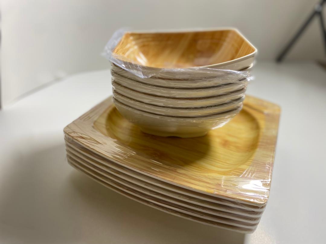 12-Piece Durable Ceramic Plate Set - Curved & Flat Designs