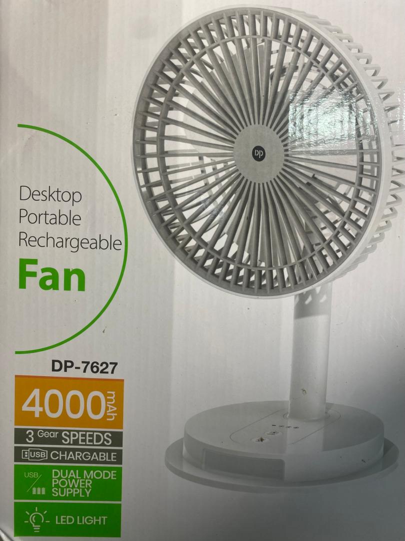 Duration Power Rechargeable Desktop Fan with LED Light (DP-7627) - Image 2