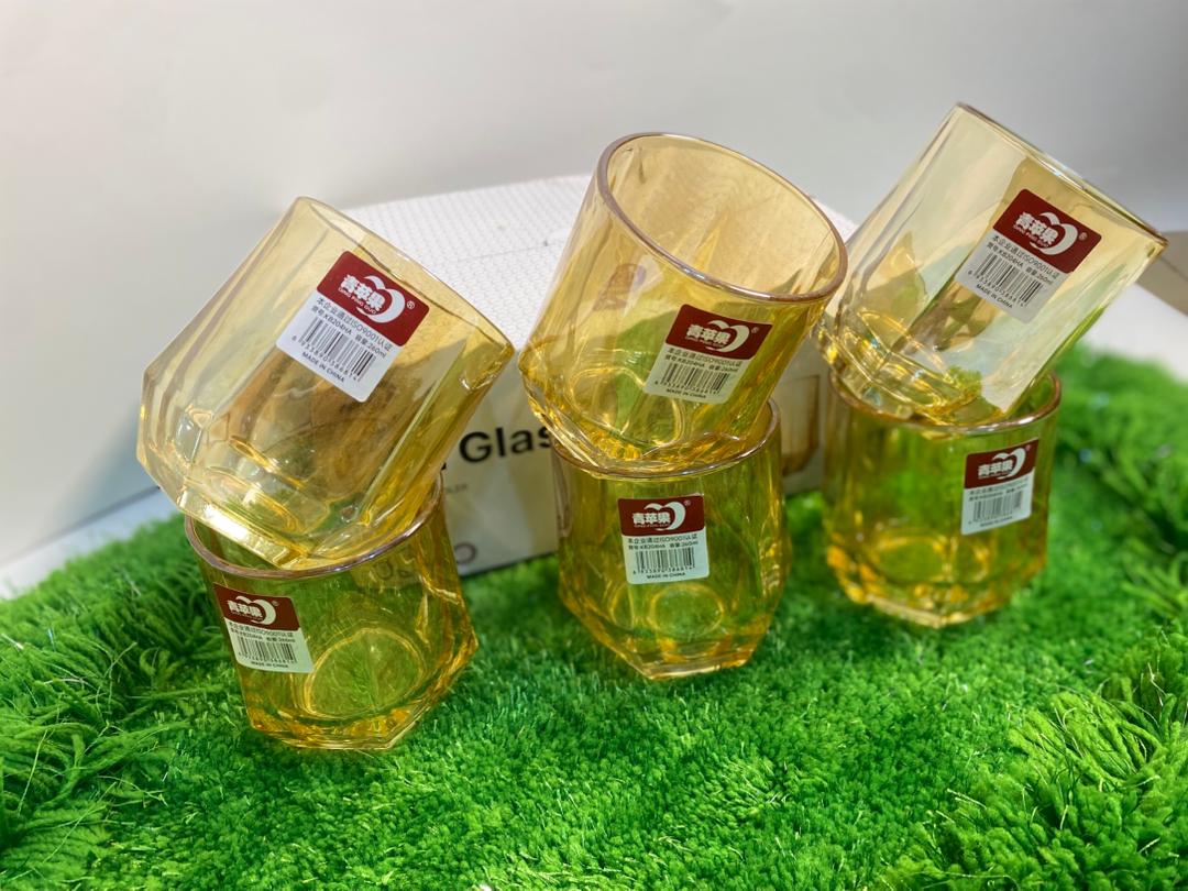 6-Piece Textured Glass Cup Set – Amber - Image 2