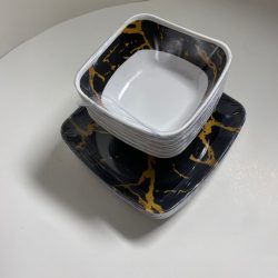 12 Pieces Black, White and Gold Mixed Ceramic Curve and Flat Plates