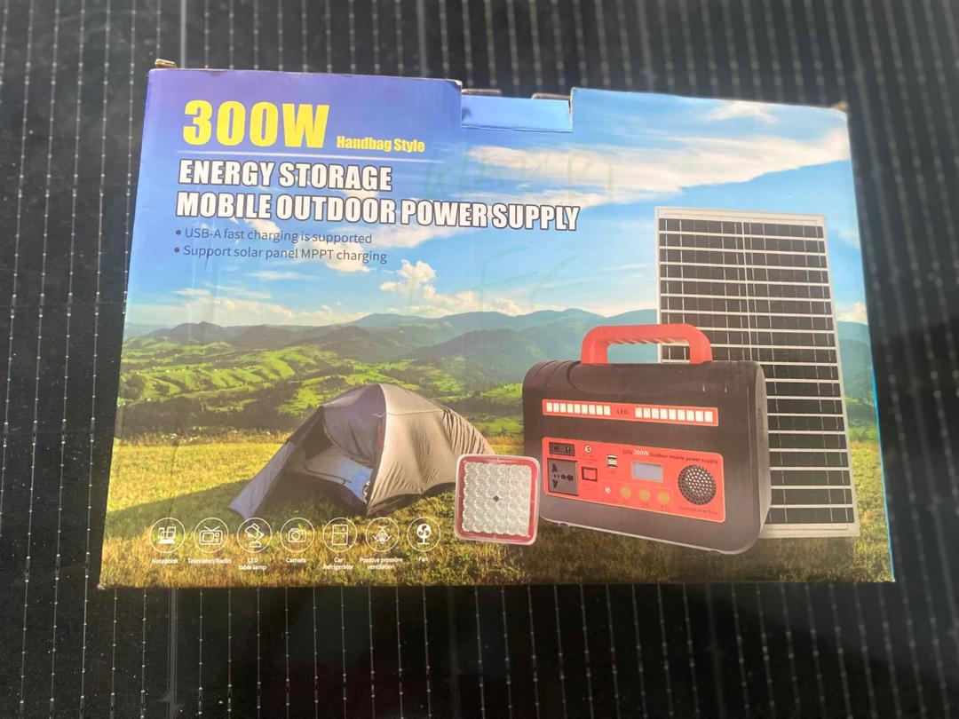 300W Solar Power Station with Dual Foldable Panels & LED Lighting - Image 2