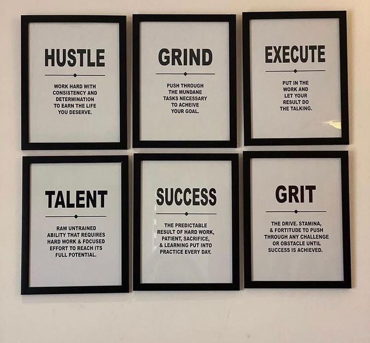 Motivational Wall Frame Set - 6 Piece Inspirational Poster Collection