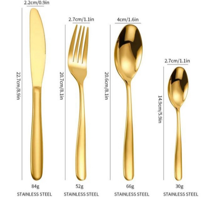 Luxury Gold Diamond-Shaped 24-Piece Rotating Cutlery Set with Storage Holder - Image 4
