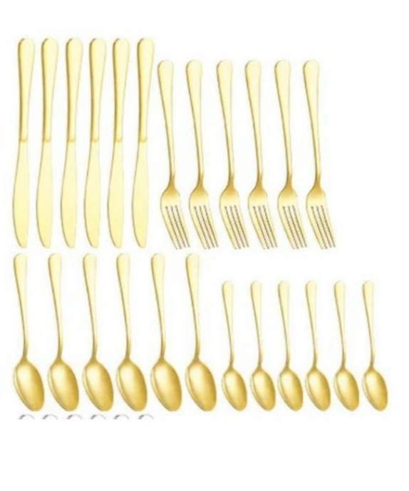 Luxury Gold Diamond-Shaped 24-Piece Rotating Cutlery Set with Storage Holder - Image 5