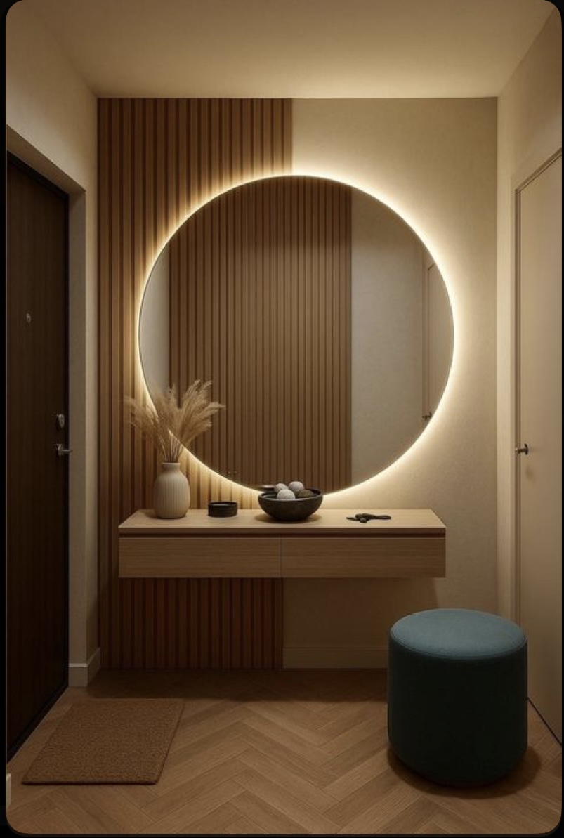 Round LED Illuminated Bathroom Mirror with Backlight