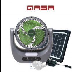 Qasa 8 Inches 180 Degree Rechargeable Table Fan with Solar Panel LED Bulbs QRF-6408 4in1