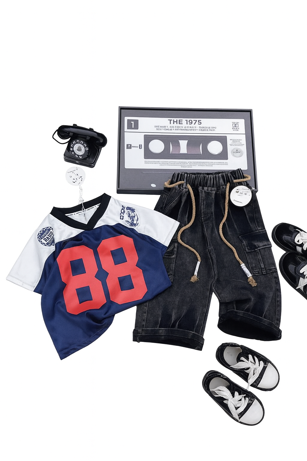 Kids 88 Sport Jersey & Denim Shorts 2-Piece Set