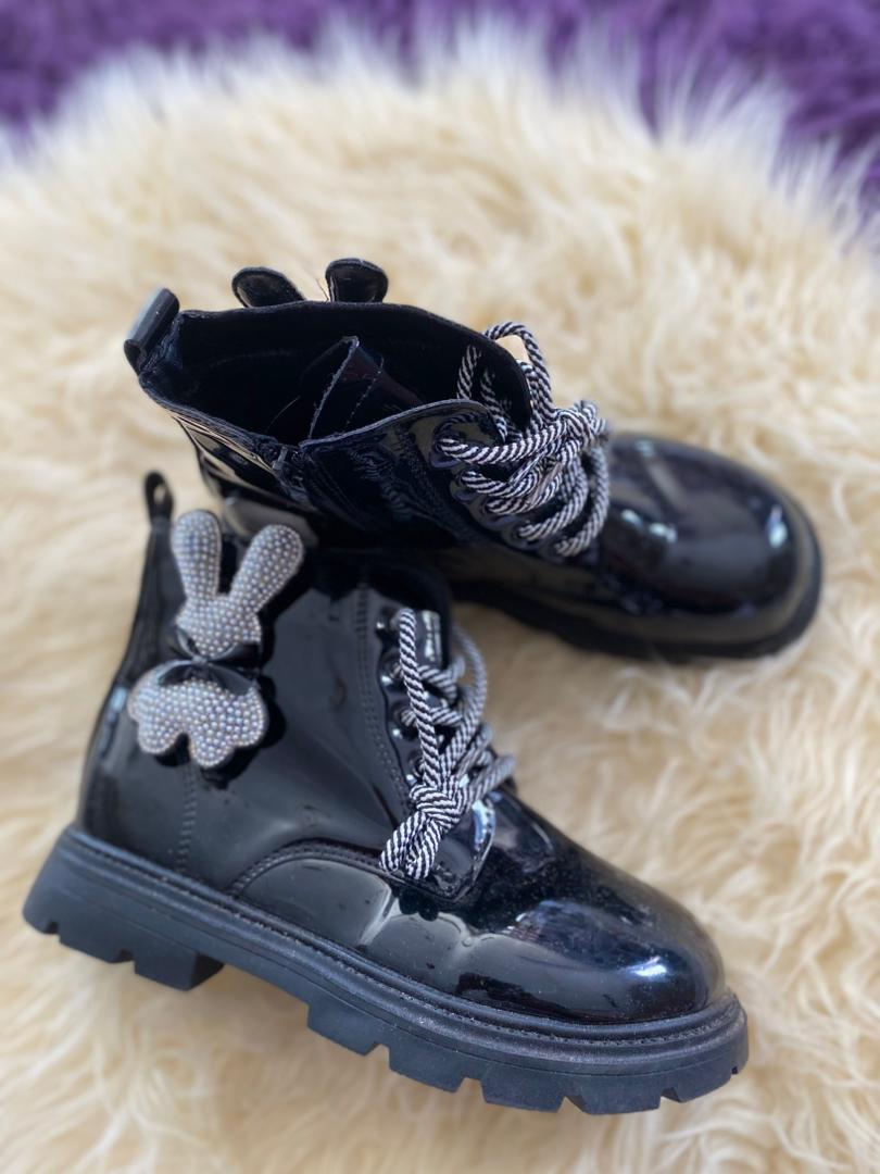 Pearl Teddy Boots with Patent Finish - Image 3