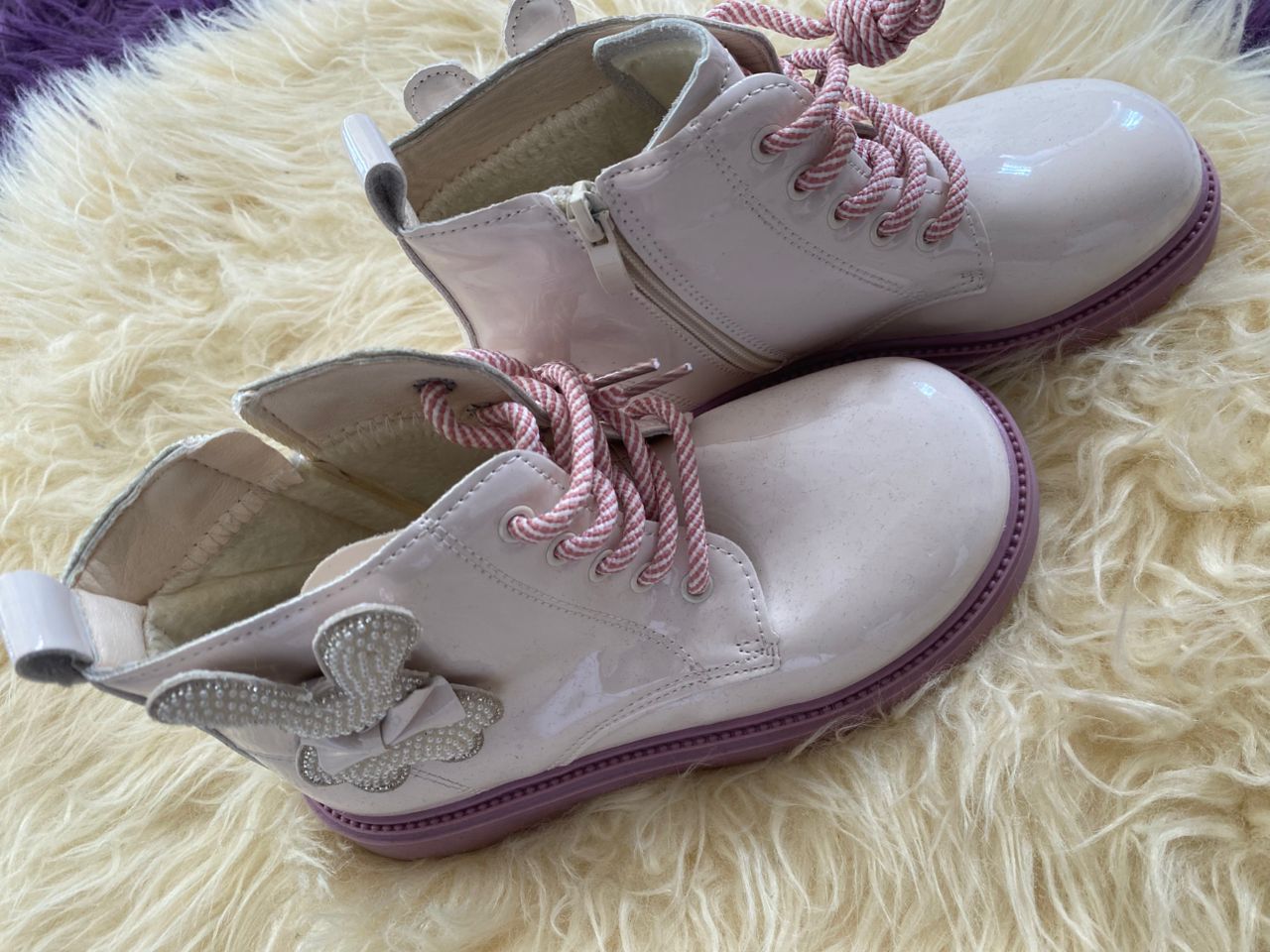 Pearl Teddy Boots with Patent Finish - Image 2
