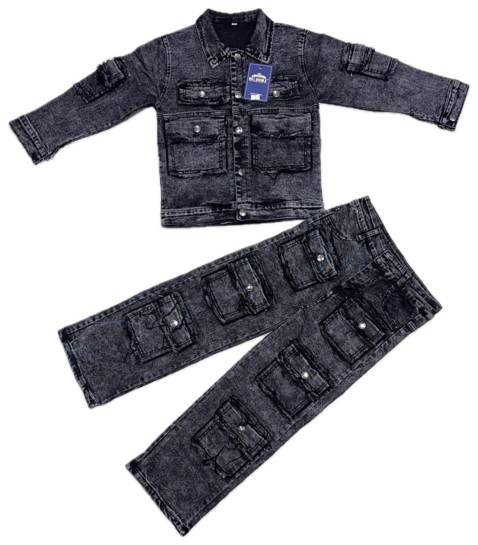 Kids' Cargo Denim Two-Piece Set – Jacket & Pants - Image 2