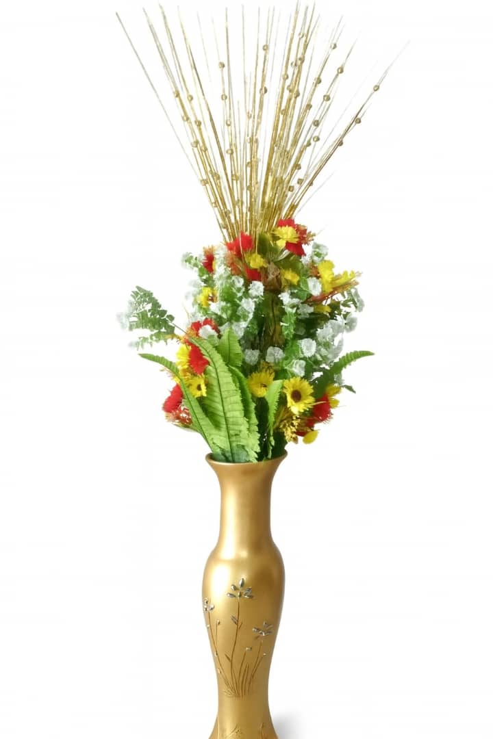 Royal Bloom Luxe Vase Arrangement – Gold Finish with Mixed Flowers