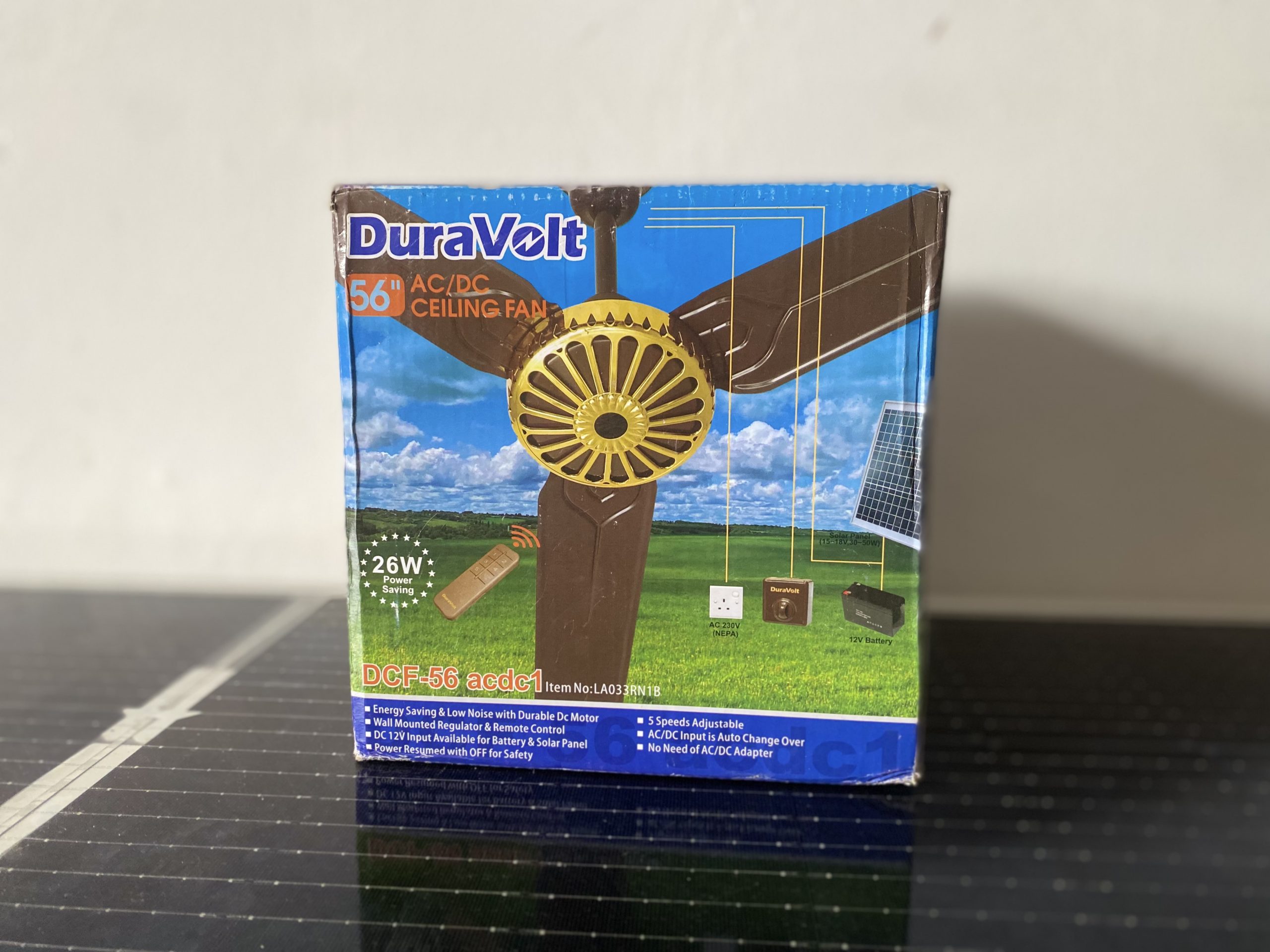 DuraVolt 56" AC/DC Ceiling Fan with Remote Control