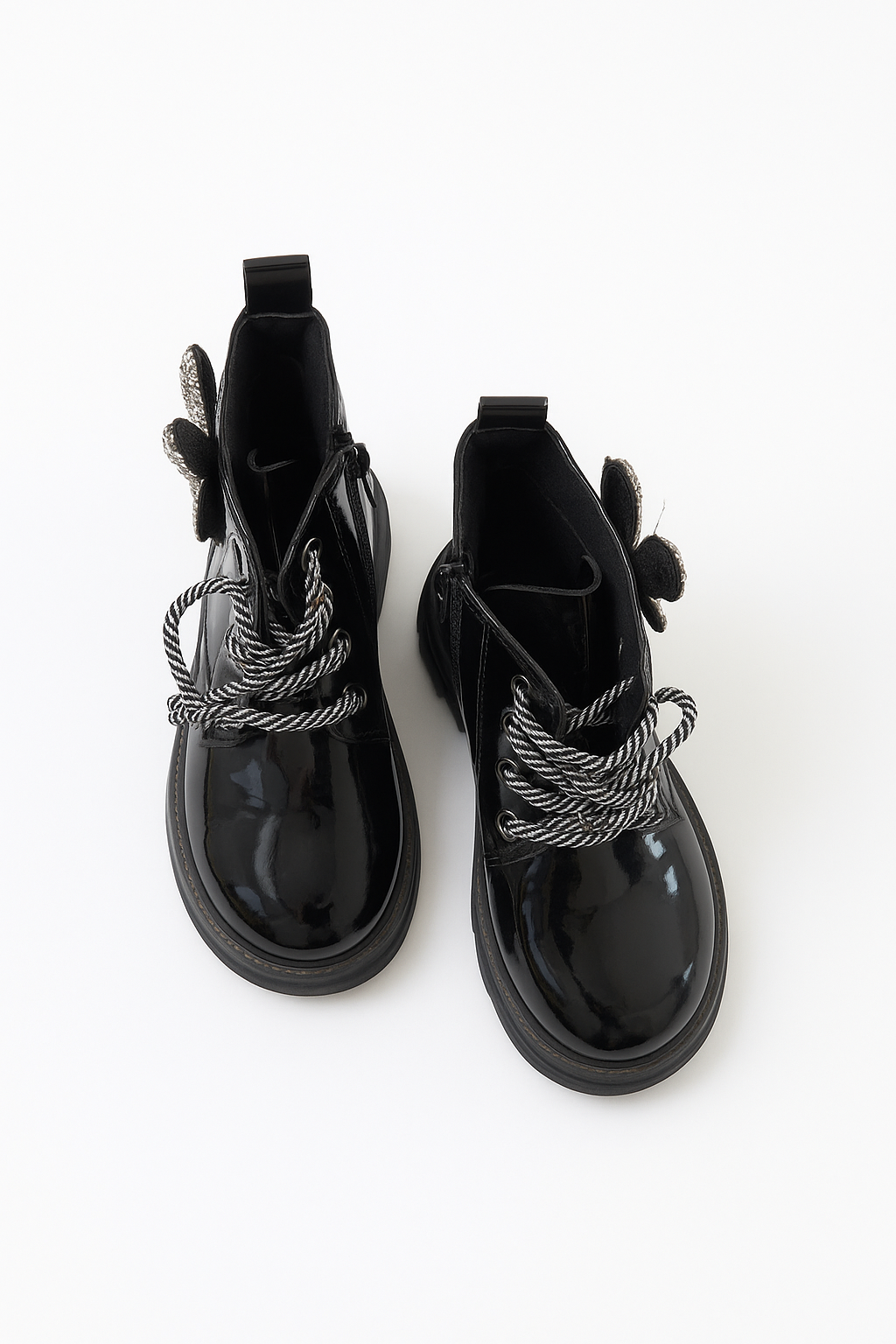 Pearl Teddy Boots with Patent Finish