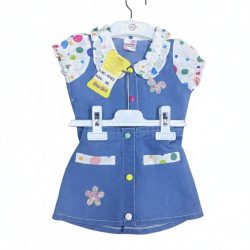 Playful Denim Jumper and Polka Dot Blouse Set