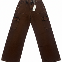 Brown Wide-Leg Cargo Jeans