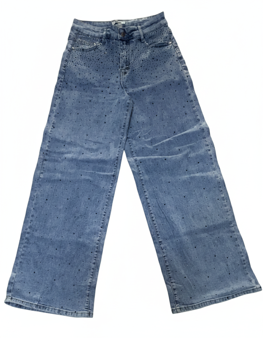 Rhinestone Studded Wide-Leg Jeans - Image 4