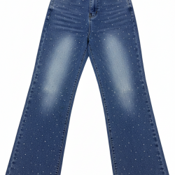 Dazzling Rhinestone Wide-Leg Jeans
