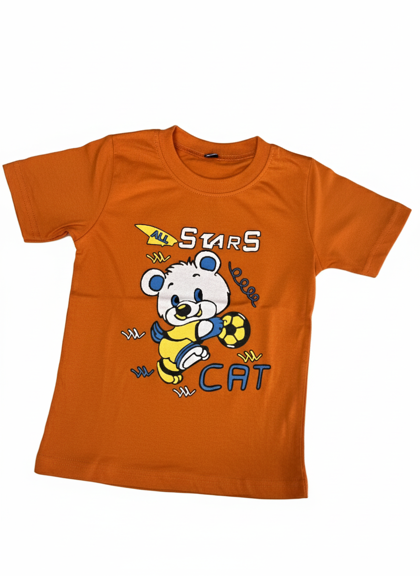 Kids' All Stars Cat Graphic T-Shirt – Vibrant Cotton Tee