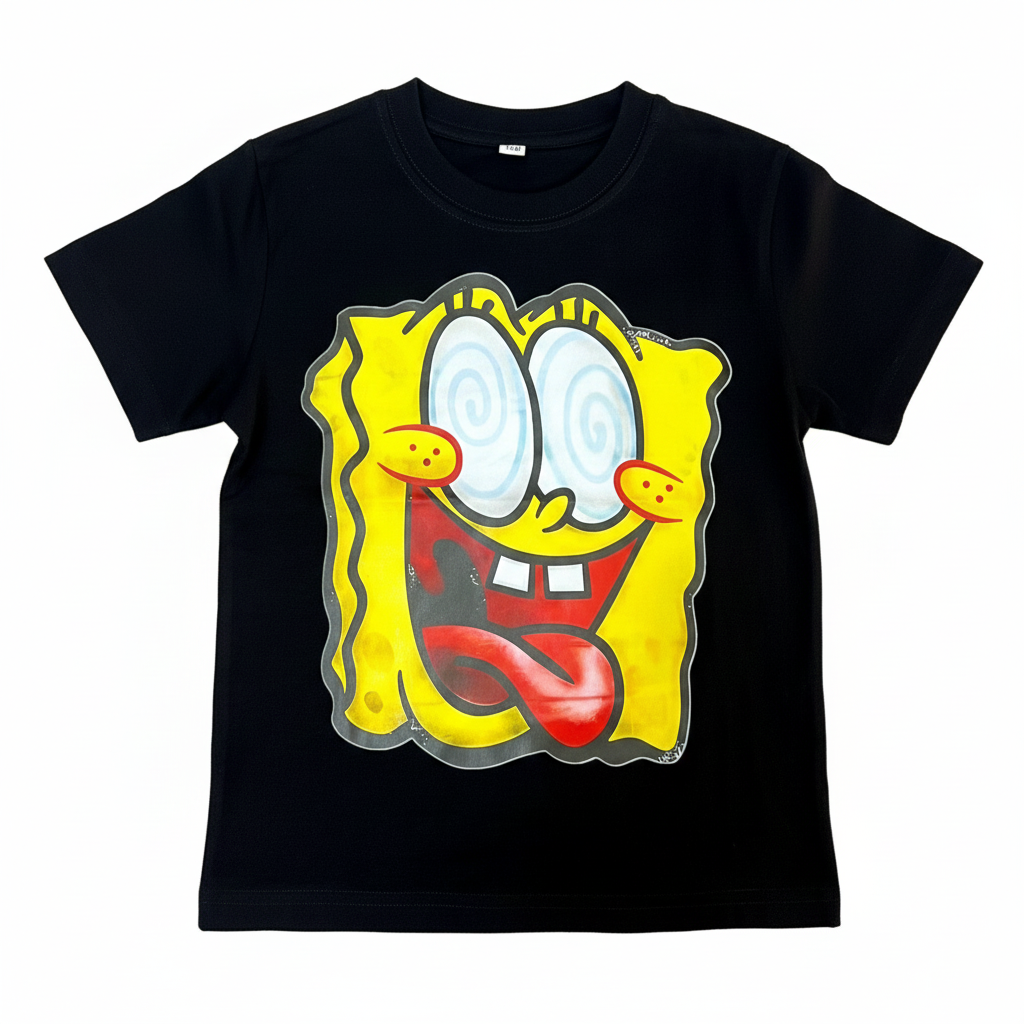 Psychedelic SpongeBob SquarePants Graphic T-Shirt – Black