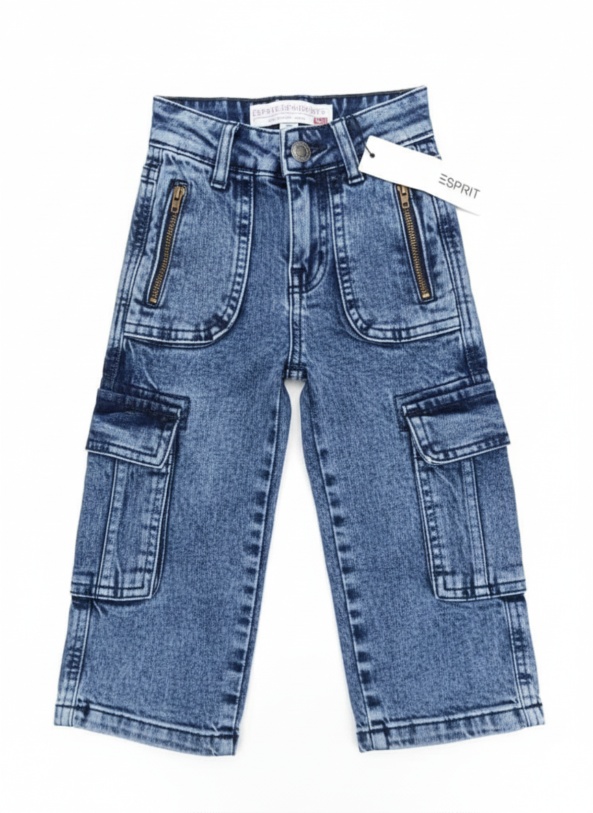 Kids' Utility Cargo Jeans with Zip Pockets - Image 4