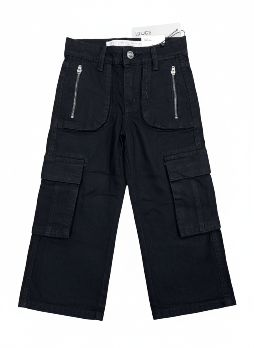 Kids' Utility Cargo Jeans with Zip Pockets - Image 2