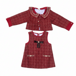 Girls' Luxe Red Tweed Dress and Jacket Set