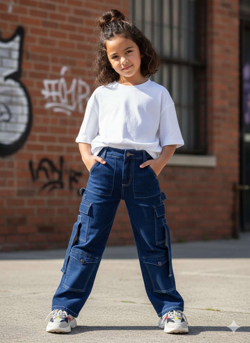 Ultimate Utility Cargo Denim Jeans – Indigo Blue - Image 2