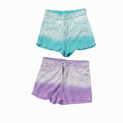 Girls' Ombré Rhinestone Denim Shorts
