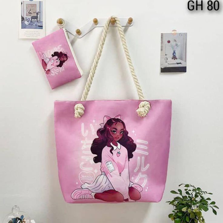 Graphic Art Tote Bag with Rope Handles – Spacious Shoulder Bag for Ladies