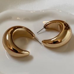 2pcs Versatile Half Hoop Shaped Earrings GOLD