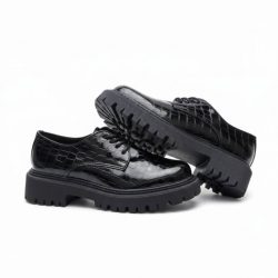 Black Croc-Embossed Leather Shoes