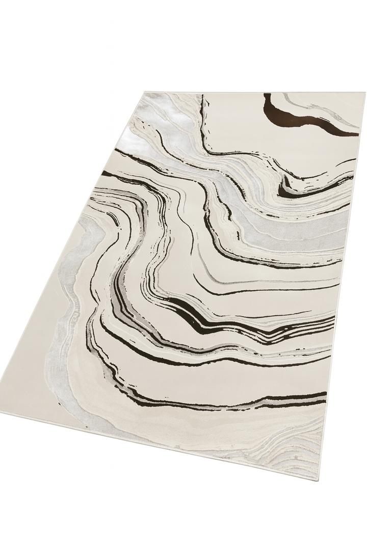 MarbleWave Luxe Area Rug – Black, Grey, White & Gold - Image 2