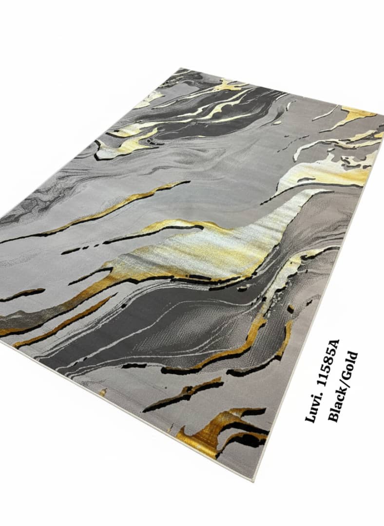 Marble Wave Modern Area Rug – Black & White - Image 2