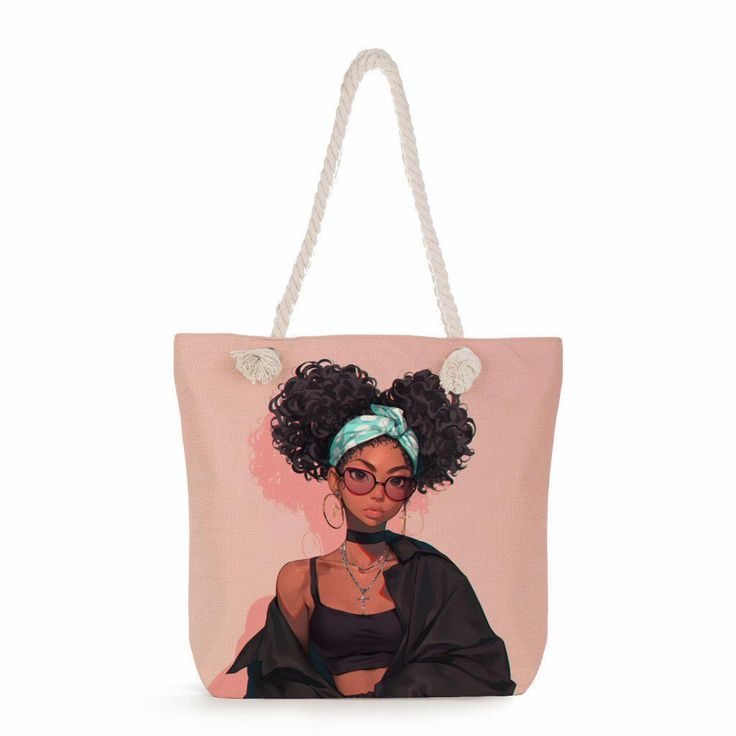 Graphic Art Tote Bag with Rope Handles – Spacious Shoulder Bag for Ladies - Image 2