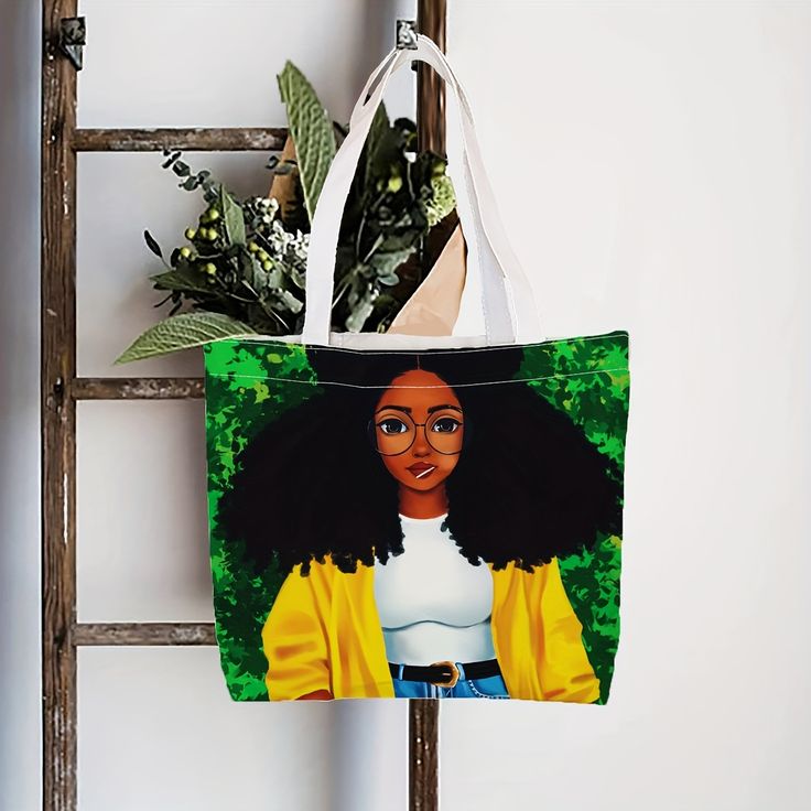 Graphic Art Tote Bag with Rope Handles – Spacious Shoulder Bag for Ladies - Image 3