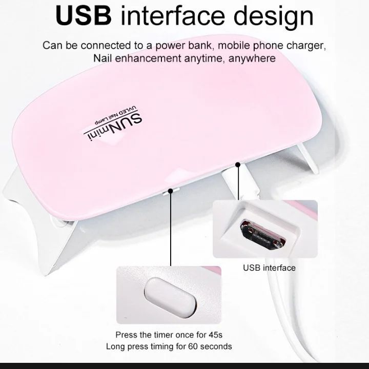 SUNmini 6W Portable UV LED Nail Lamp – Mouse-Shaped Gel Polish Dryer with USB Cable - Image 4