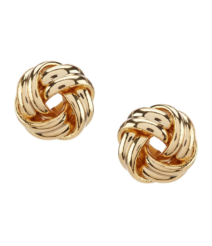 Gold Twisted Knot Stud Earrings - Medium - Image 3