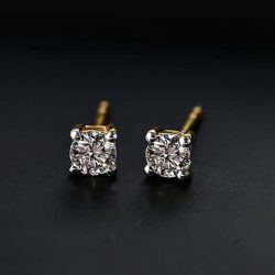 2pcs Gold Rhinestone Stud-Non Ceremony Earrings
