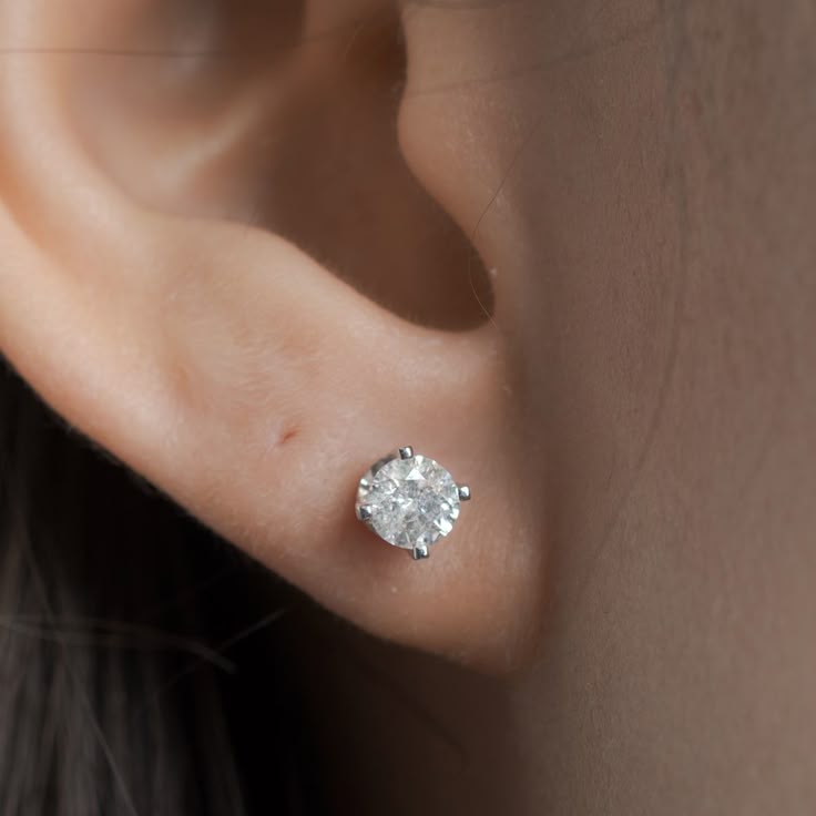 Gold Rhinestone Stud Earrings - 4mm Crystal Sparkle - Image 3