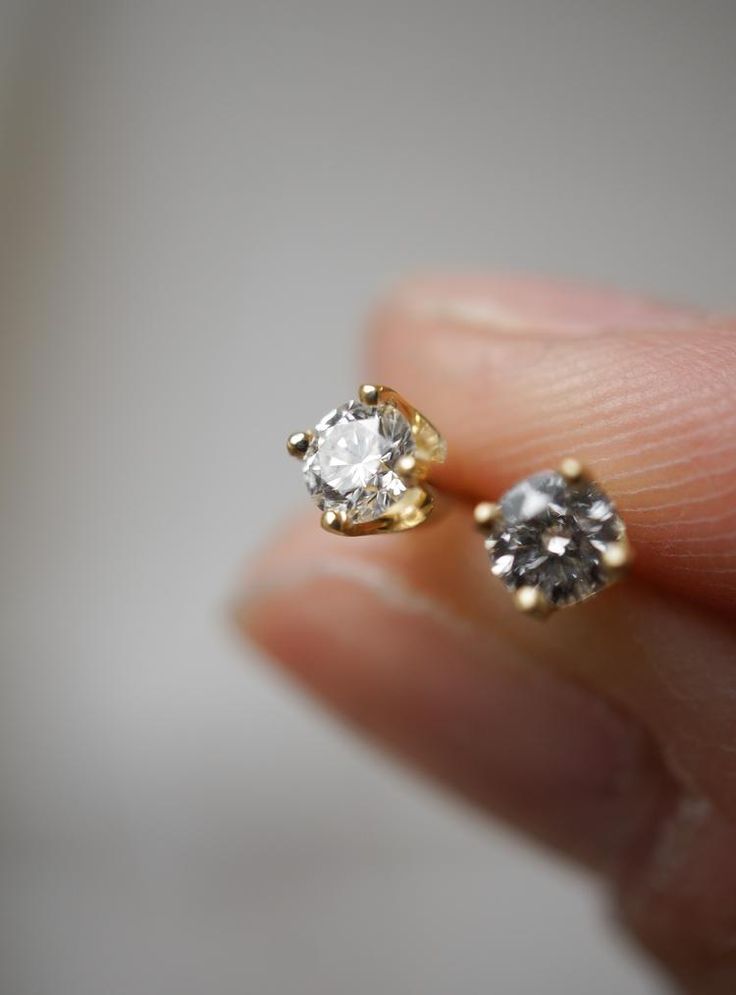 Gold Rhinestone Stud Earrings - 4mm Crystal Sparkle - Image 2