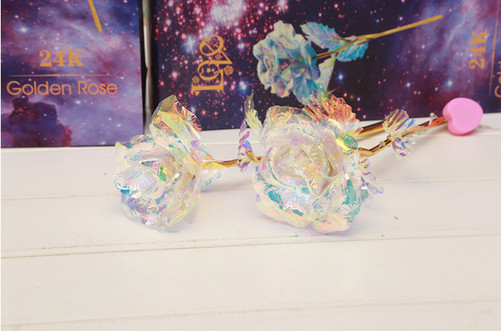 24K Luminous Color Gold Rose Flower Set