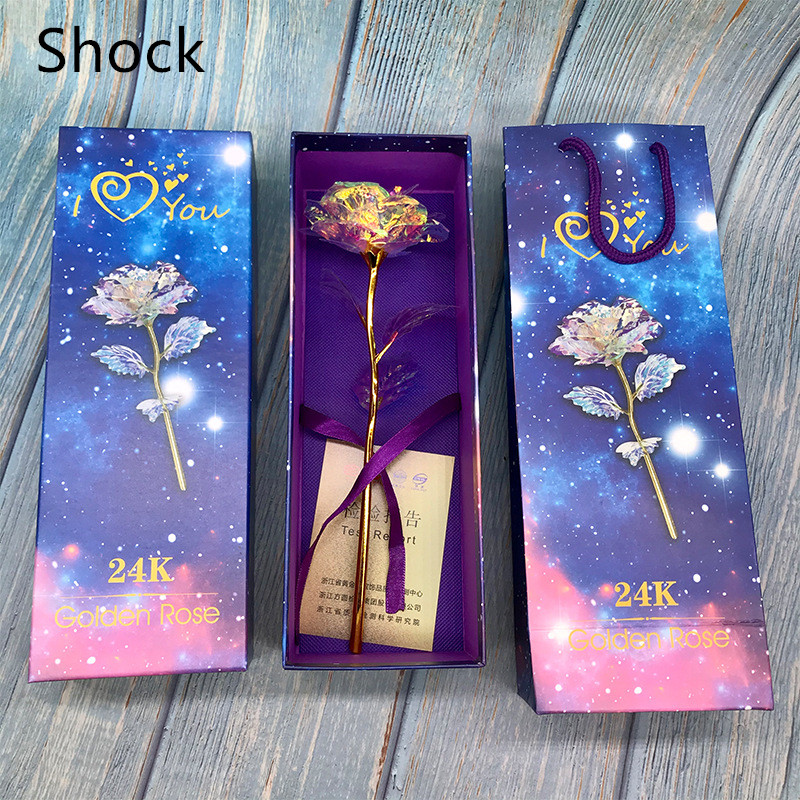 24K Luminous Color Gold Rose Flower Set - Image 3