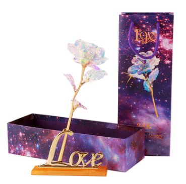24K Luminous Color Gold Rose Flower Set - Image 5