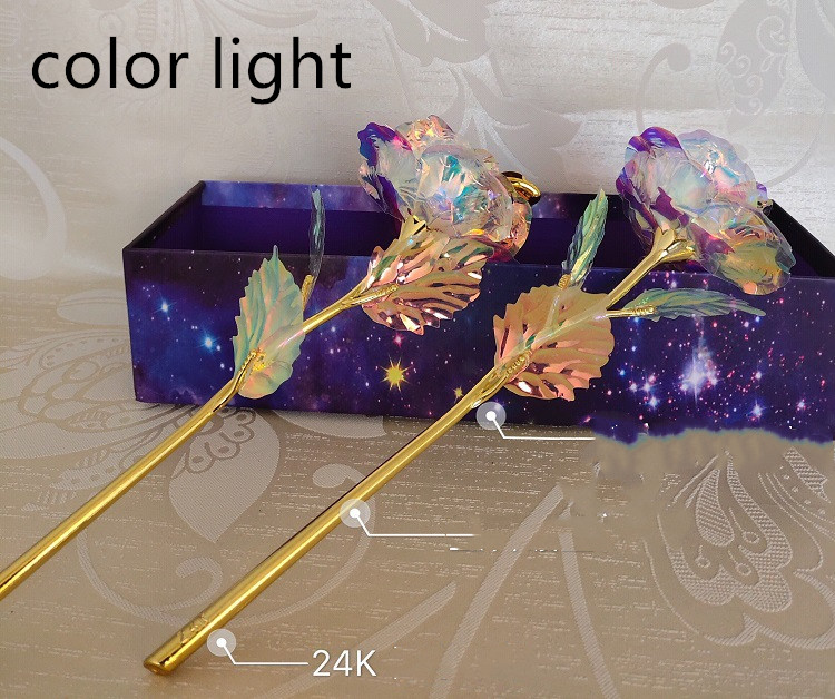 24K Luminous Color Gold Rose Flower Set - Image 6