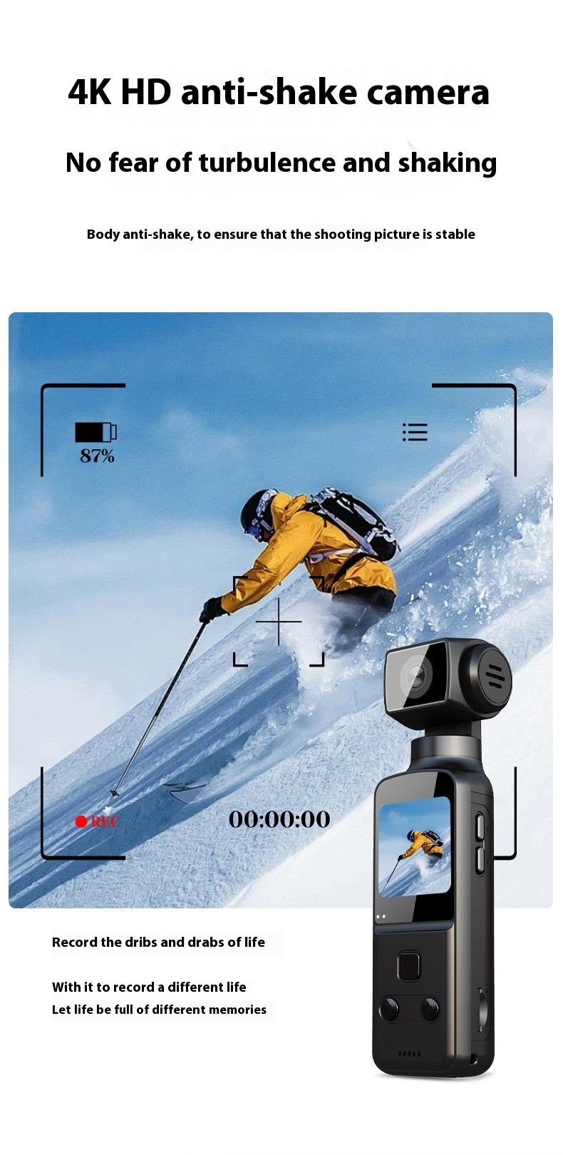 4K HD Anti Shake Pocket Sports Camera Mini
