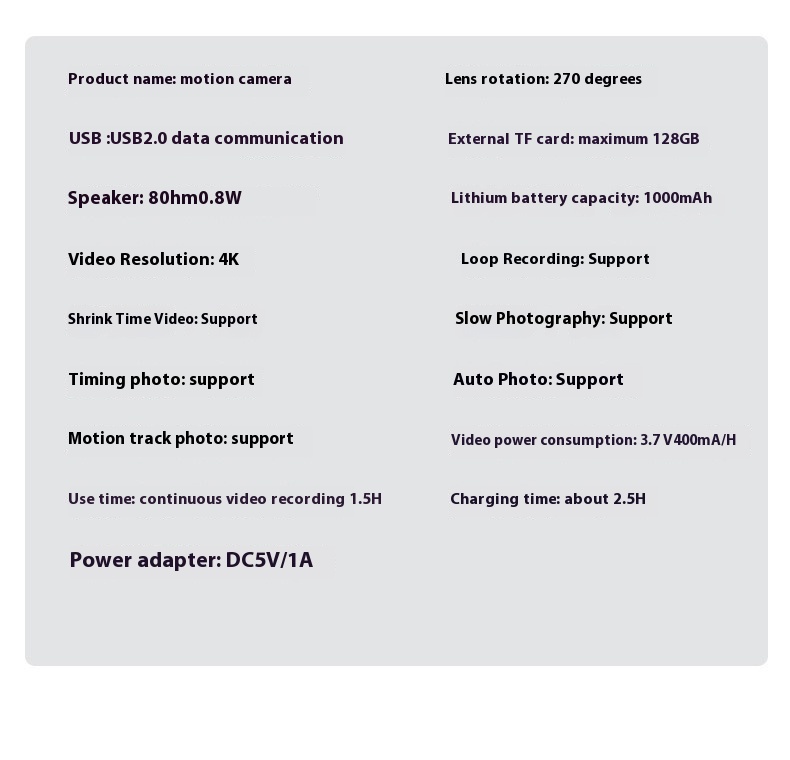 4K HD Anti Shake Pocket Sports Camera Mini